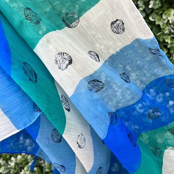 Kensie Coastal Ocean Seashell Sheer Scarf NWT - Picture 13 of 14
